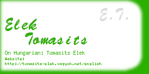 elek tomasits business card